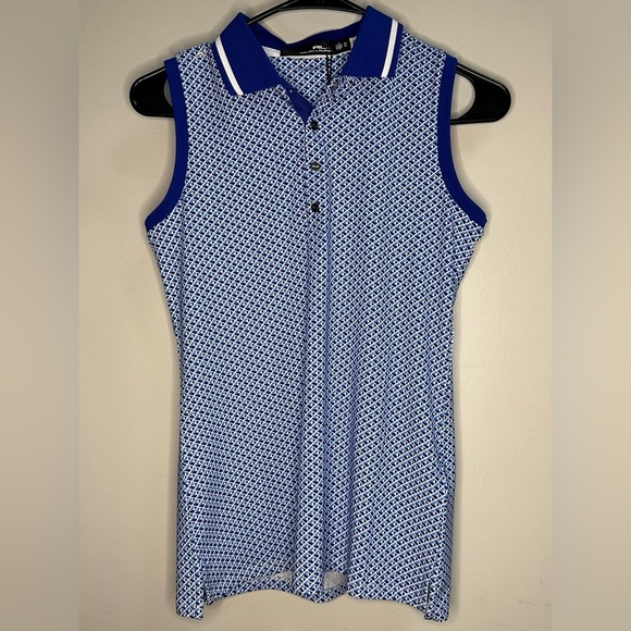 NEW Ralph Lauren RLX Airflow Sleeveless Golf Polo Women’s XS Blue Geo - Picture 6 of 16
